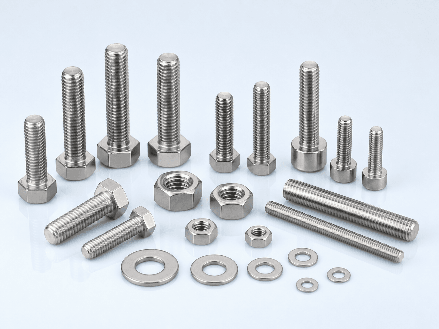 Engineering illustration of stainless-steel fasteners